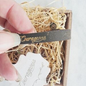 Handmade Leather Bracelet Courageous Inspirational Motivational Jewelry Wood Box